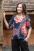 Cotton batik blouse, 'Relaxed Mood' - Cotton Batik Floral-Motif Blouse (image 2) thumbail