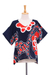 Cotton batik blouse, 'Relaxed Mood' - Cotton Batik Floral-Motif Blouse (image 2a) thumbail