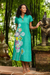 Cotton batik sheath dress, 'Lovely Jade' - Hand Made Cotton Batik Cheongsam Dress (image 2) thumbail