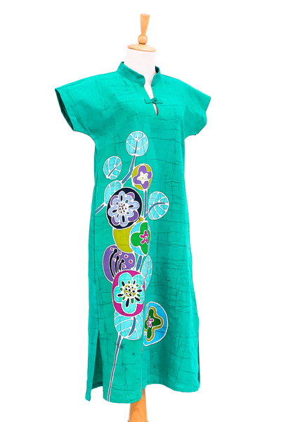 Vestido tubo de batik de algodón - Vestido cheongsam batik de algodón hecho a mano