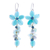 Multi-gemstone dangle earrings, 'Petal Passion in Seafoam' - Amazonite and Cultured Pearl Floral Earrings thumbail