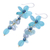 Multi-gemstone dangle earrings, 'Petal Passion in Seafoam' - Amazonite and Cultured Pearl Floral Earrings (image 2c) thumbail