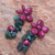 Pendientes colgantes con múltiples piedras preciosas - Aretes florales de serpentina y perlas cultivadas