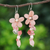 Quartz and cultured pearl dangle earrings, 'Petal Passion in Pink' - Pink Quartz and Cultured Pearl Floral Earrings (image 2) thumbail