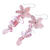 Quartz and cultured pearl dangle earrings, 'Petal Passion in Pink' - Pink Quartz and Cultured Pearl Floral Earrings (image 2c) thumbail
