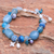 Multi-gemstone charm bracelet, 'Blue Hawaii' - Aquamarine and Cultured Pearl Beaded Charm Bracelet