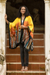 Linen batik kimono jacket, 'Lucky Autumn' - Hand Crafted Linen Batik Kimono Jacket (image 2b) thumbail