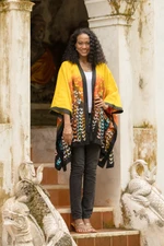 Curated gift set, 'Sun Splendor' - Yellow Kimono Jacket Earrings & 5 Bracelets Curated Gift Set