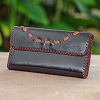 Leather wallet, 'Chic Efficiency in Chocolate' - Hand Crafted Brown Leather Wallet
