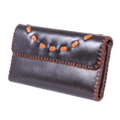 Leather wallet, 'Chic Efficiency in Chocolate' - Hand Crafted Brown Leather Wallet