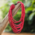 Wood beaded necklace, 'Glorious You in Red' - Hand Made Beaded Wood Multi-Strand Necklace thumbail