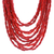 Wood beaded necklace, 'Glorious You in Red' - Hand Made Beaded Wood Multi-Strand Necklace (image 2a) thumbail