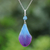 Orchid petal pendant necklace, 'Bloom Basket in Blue' - Blue and Purple Orchid Petal Pendant Necklace thumbail