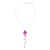 Orchid petal pendant necklace, 'Bloom Balloon in Fuchsia' - Sterling Silver and Orchid Petal Pendant Necklace