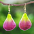 Gold-plated natural orchid petal dangle earrings, 'Summer Treat in Berry' - Gold-Plated Orchid Petal Dangle Earrings (image 2) thumbail