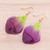 Gold-plated natural orchid petal dangle earrings, 'Summer Treat in Berry' - Gold-Plated Orchid Petal Dangle Earrings (image 2b) thumbail