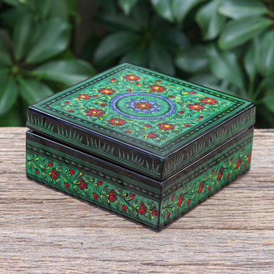 Decorative Lacquerware Mango Wood Box Happy Garden Novica - Decorative Box Ideas