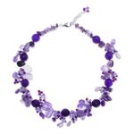 Amethyst and quartz beaded necklace, 'Violet Daydream' - Handmade Amethyst and Quartz Beaded Necklace