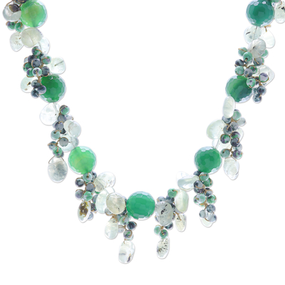 Hand Made Chalcedony and Prehnite Beaded Necklace