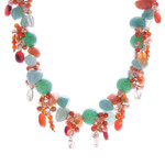 Multi-gemstone beaded necklace, 'Bright Garden' - Handcrafted Aventurine and Chalcedony Beaded Necklace