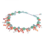 Multi-gemstone beaded necklace, 'Bright Garden' - Handcrafted Aventurine and Chalcedony Beaded Necklace