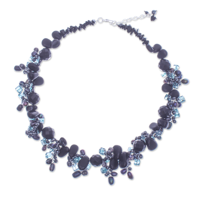 Collar con cuentas de piedras preciosas Múltiples - Collar hecho a mano con cuentas de ágata y perlas cultivadas