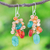 Carnelian and quartz dangle earrings, 'Bright Garden' - Carnelian and Quartz Beaded Dangle Earrings (image 2) thumbail
