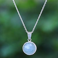 Aquamarine pendant necklace, 'Top of the Lake' - Aquamarine and Sterling Silver Pendant Necklace