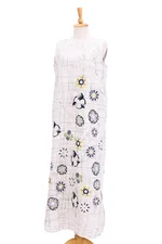 Batik cotton shift dress, 'Tender Growth' - Batik Cotton Floral-Motif Maxi Dress