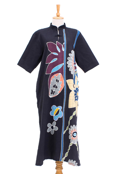 Batik Cotton Floral-Motif Shift Dress
