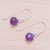 Amethyst dangle earrings, 'Free Love in Purple' - Amethyst and Sterling Silver Dangle Earrings (image 2b) thumbail