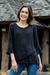 Cotton blouse, 'Black Ruffles' - Black Cotton Gauze Blouse from Thailand (image 2e) thumbail
