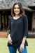 Cotton blouse, 'Black Ruffles' - Black Cotton Gauze Blouse from Thailand (image 2f) thumbail