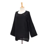 Cotton blouse, 'Modern Look in Black' - Long-Sleeve Cotton Gauze Blouse from Thailand