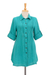 Cotton shirt, 'Sea Green Pintucks' - Button-Up Cotton Gauze Shirt from Thailand (image 2a) thumbail