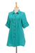 Cotton shirt, 'Sea Green Pintucks' - Button-Up Cotton Gauze Shirt from Thailand (image 2e) thumbail