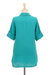 Cotton shirt, 'Sea Green Pintucks' - Button-Up Cotton Gauze Shirt from Thailand (image 2f) thumbail