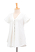 Cotton blouse, 'White Flair' - Buttoned Cotton Gauze Blouse with Short Sleeves (image 2d) thumbail
