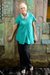Cotton blouse, 'Sea Green Flair' - Cotton V-Neck Blouse with Coconut Shell Buttons (image 2f) thumbail