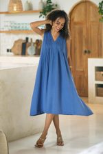 Cotton A-line dress, 'Day Off' - Sleeveless Cotton A-Line Dress