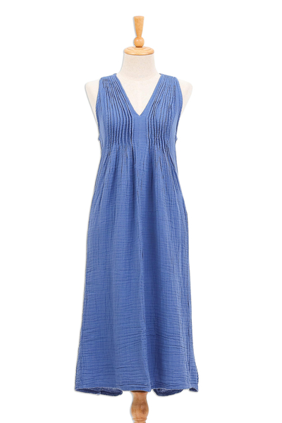 Cotton A-line dress, 'Day Off' - Sleeveless Cotton A-Line Dress