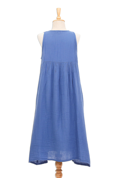 Cotton A-line dress, 'Day Off' - Sleeveless Cotton A-Line Dress