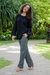 Cotton pants, 'Cool Classic in Grey' - Hand Made Double Gauze Cotton Pants (image 2e) thumbail