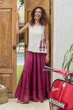 Cotton skirt, 'A Day Out in Mulberry' - Thai Cotton Double Gauze Skirt