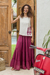 Cotton skirt, 'Simple Vow in Maroon' - Thai Cotton Double Gauze Skirt (image 2b) thumbail