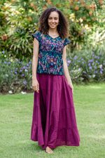 Cotton skirt, 'A Day Out in Mulberry' - Thai Cotton Double Gauze Skirt