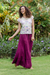 Cotton skirt, 'Simple Vow in Maroon' - Thai Cotton Double Gauze Skirt (image 2e) thumbail