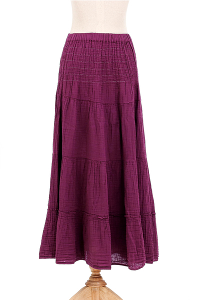 Cotton skirt, 'A Day Out in Mulberry' - Thai Cotton Double Gauze Skirt