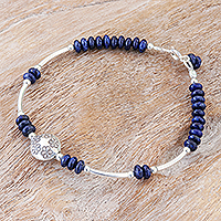 Lapis lazuli pendant bracelet, 'Forget Me Not in Blue'