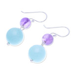 Amethyst and quartz dangle earrings, 'Fancy Candies' - Handcrafted Amethyst and Quartz Dangle Earrings